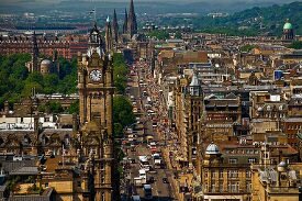 Edinburgh down town aerial view